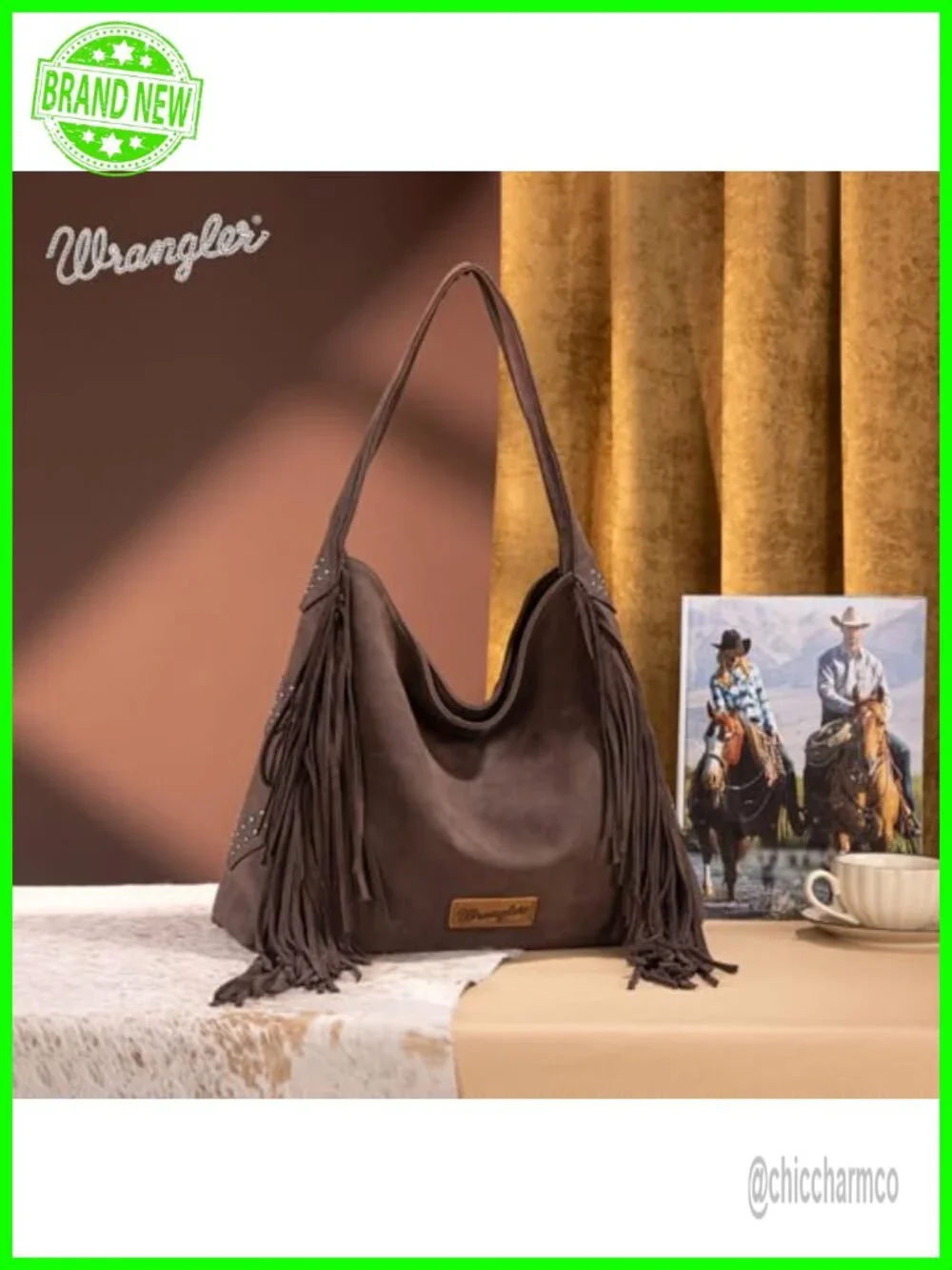 Fringe Suede Hobo Bag with Tassels Western Shoulder Purse